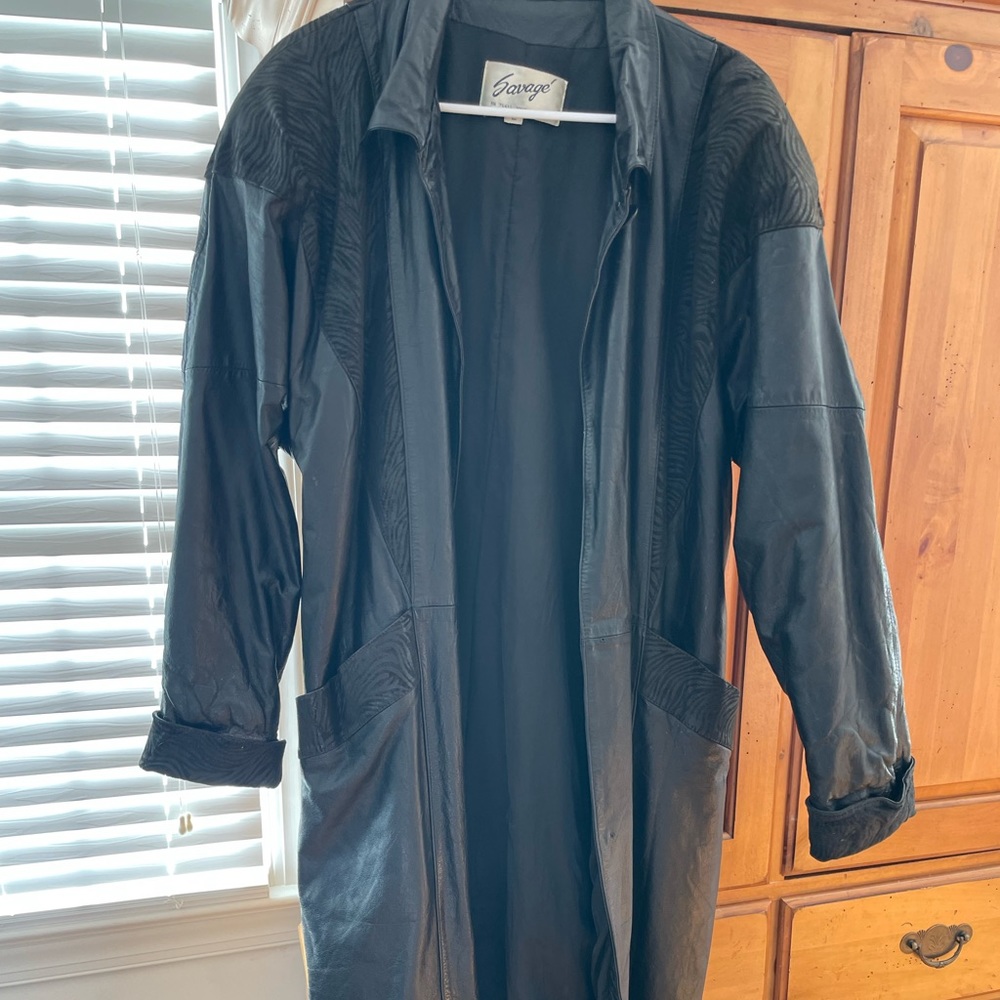 Vintage Savage Long Leather Coat